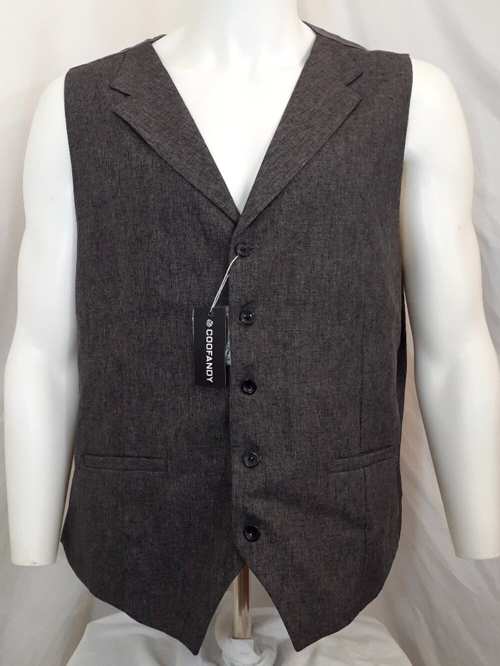 Coofandy Dress Vest Mens XXL 2XL Charcoal Gray Adjustable Back Waistcoat NWT